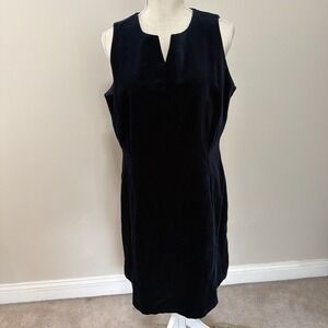 Vtg Laura Ashley Navy Sleeveless Velvet Dress Size 14